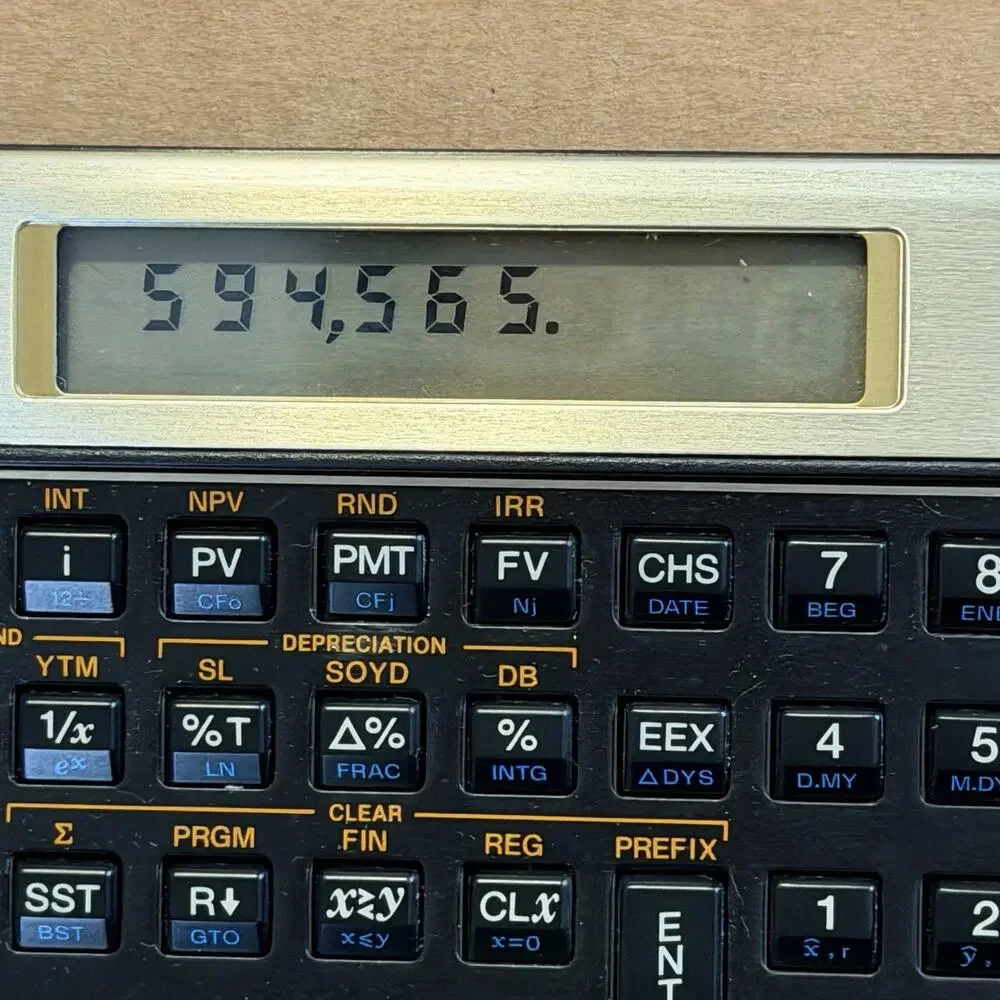 Vintage Hewlett-Packard HP 12C Financial Calculator Gold w/ Original Case Tested